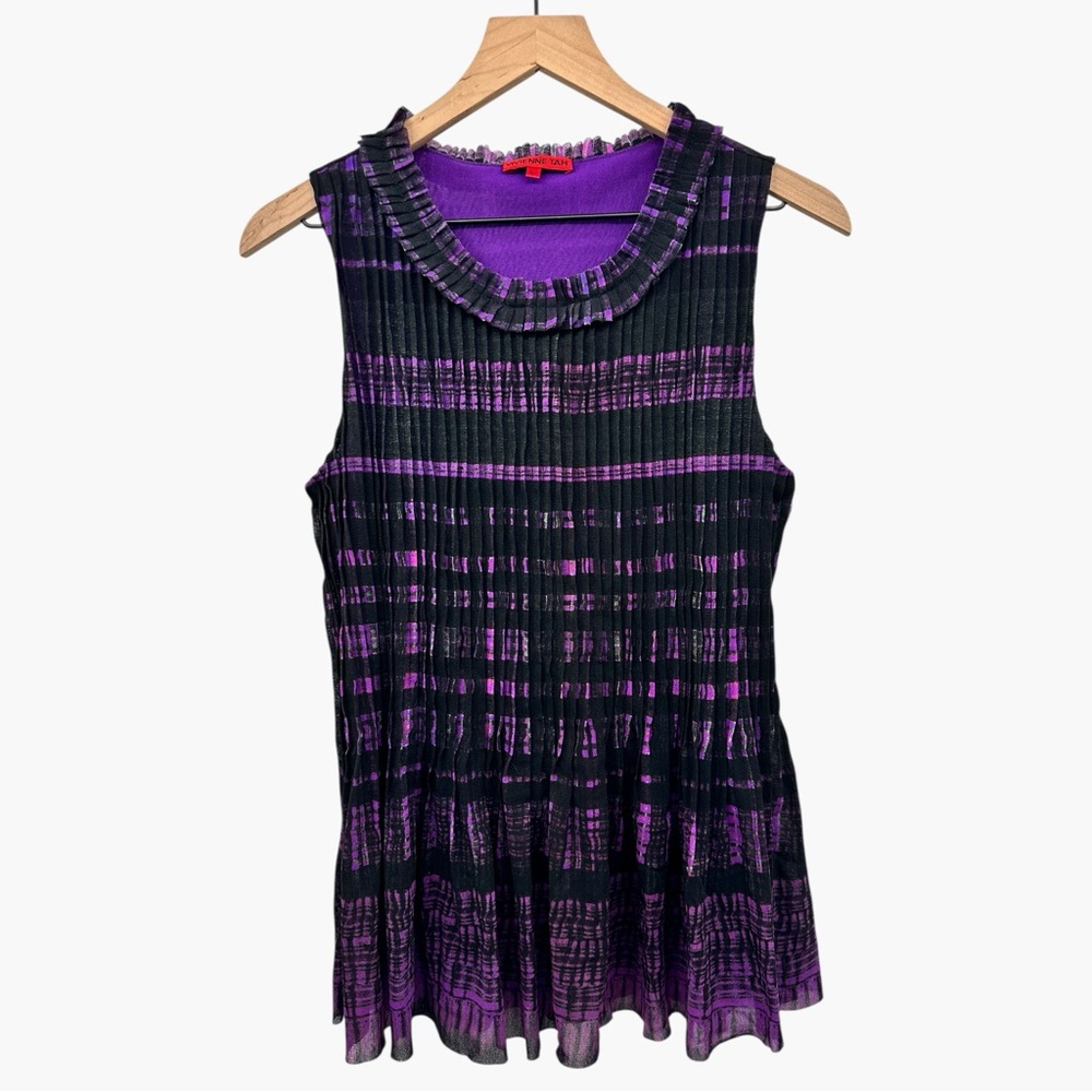 vivienne tam vintage purple black pleated top